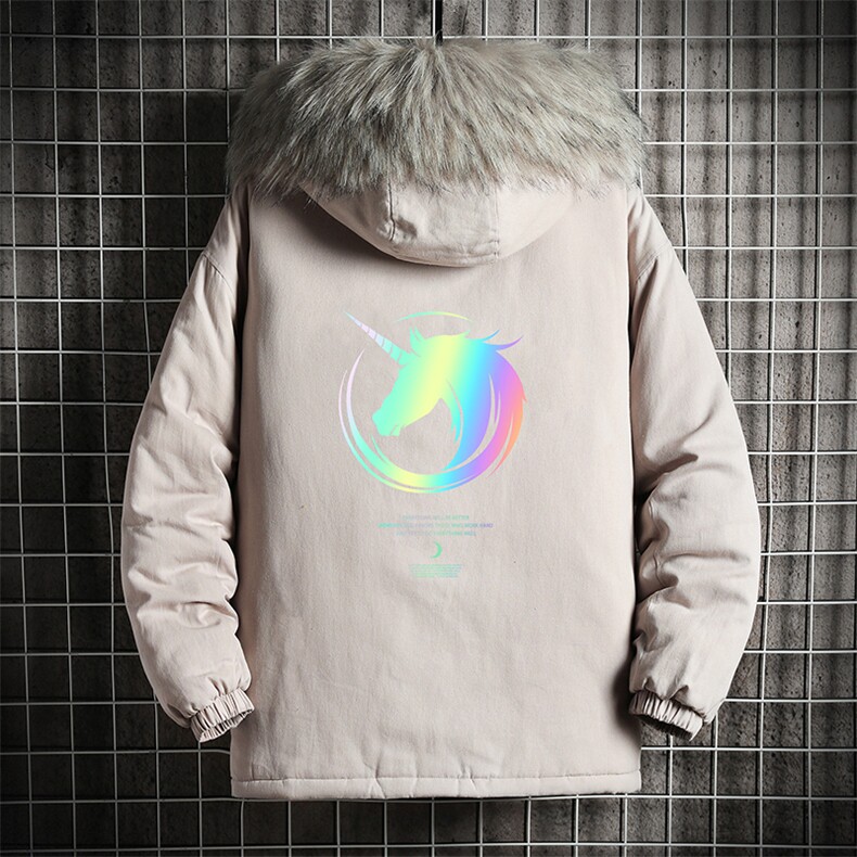 MM48138-P130 冬季大毛领棉衣男士大码加厚棉袄男棉服 网格挂拍图片