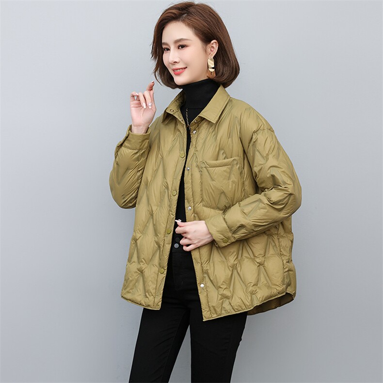 冬季短款羽绒服女2022新款衬衫款轻薄羽绒外套,女装羽绒服,忆绮罗