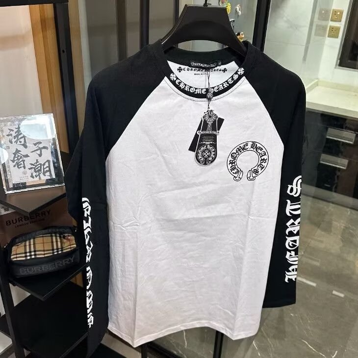 新款休闲黑色撞色插肩长袖T恤春秋季港味复古修身上衣潮GAE01 P40图片