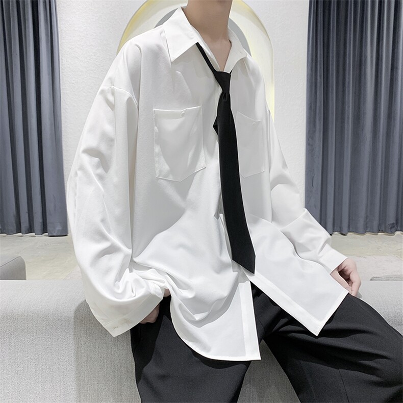 现货2025夏季港风男长袖休闲纯色衬衫D201-DM12-P40,男装衬衫,电商D321-1