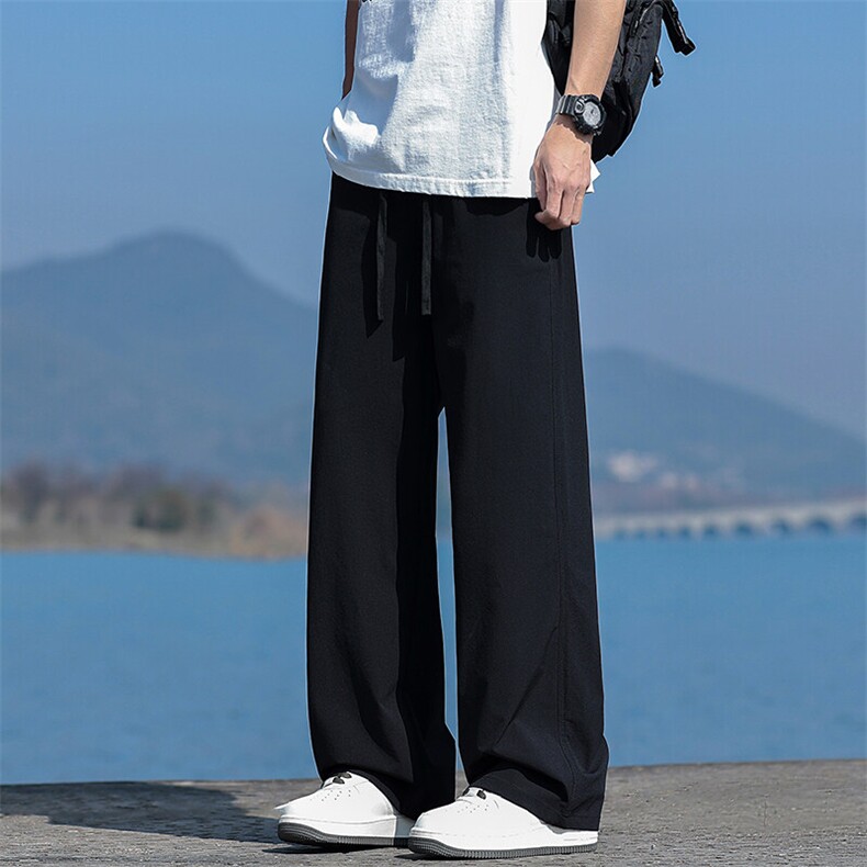 【现货】休闲锦氨面料冰爽透气夏季薄款直筒宽松冰丝阔腿1666P37,男装休闲裤,星座1006