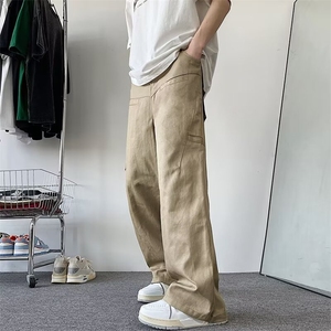 工装水洗阔腿裤潮春季新款伐木裤直筒宽松休闲裤子男潮 KM966图片