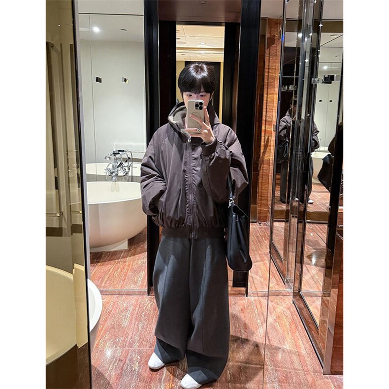 两面穿现货重磅短款座山雕棉衣男女双面穿毛毛绒棉服加厚外套,男装棉衣,电商A486-1
