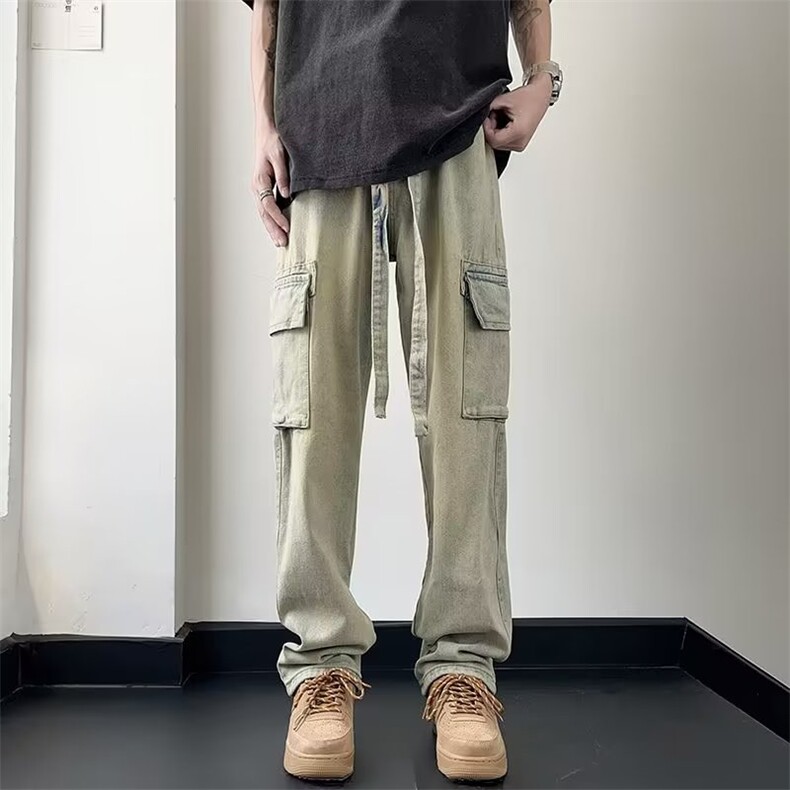 美式高街复古多口袋工装裤男士ins潮宽松休闲牛仔裤N0688-P50,男装牛仔裤,星座308B-1