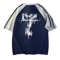 藏青色拼浅灰袖