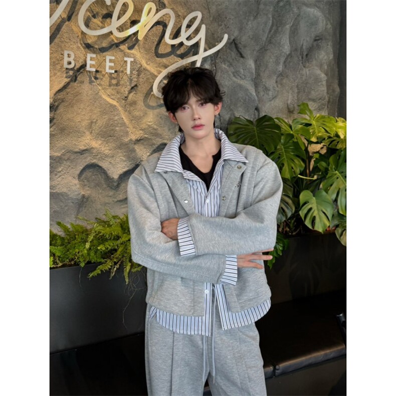 C316SY9950P88K9951P68卫衣拼接套装衬衫领不规则运动裤卫裤，女装卫衣/绒衫，电商C316