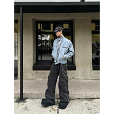 蓝色水洗哈灵顿夹克男生短款高级感cleanfit美式复古2024新款外套，男装夹克，星座1007（原301D）