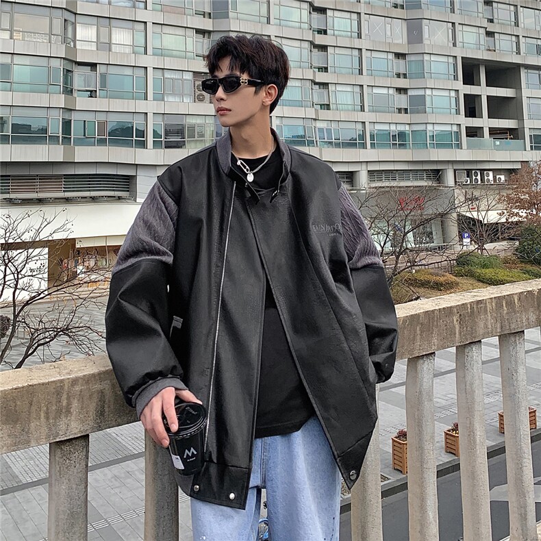 港风模特肩膀民族风大码M-5XL夹克男情侣皮衣外套JK8756P110控149，男装民族服装，星座227-7