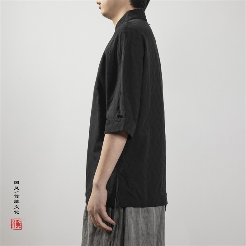 风男装立领斜襟男士唐装短袖衬衫T02P70,男装T恤,钱塘802