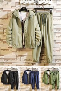 2021新款工装套装男潮流宽松夹克外套DS585T图片