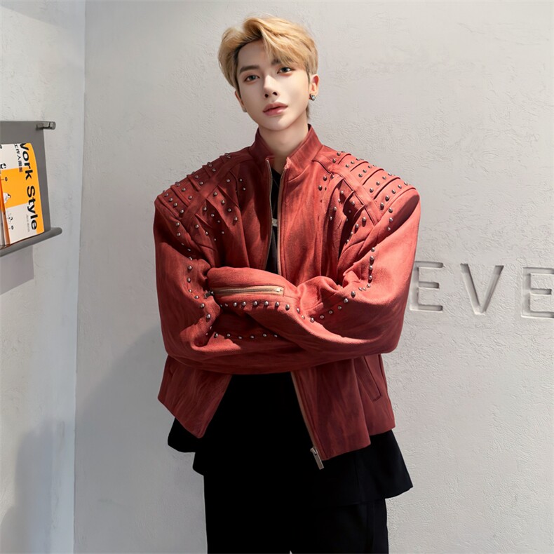 （自家图）男2025秋季新款男装垫肩皮夹克上衣5301-P105，男装夹克，星座910-5