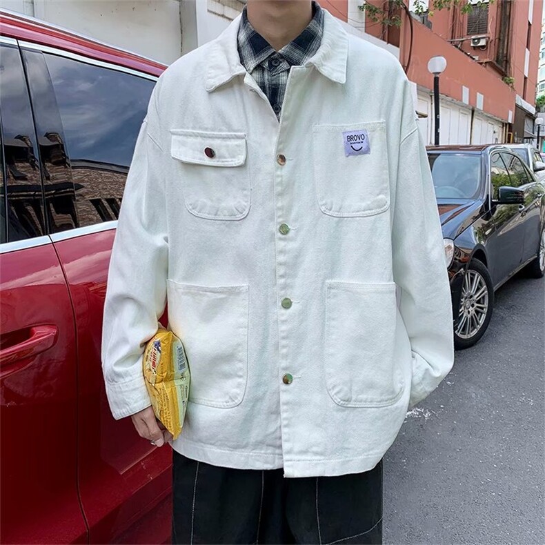 ins宽松牛仔夹克时尚慵懒潮牌新款青春潮流港风工装外套X300/P61图片
