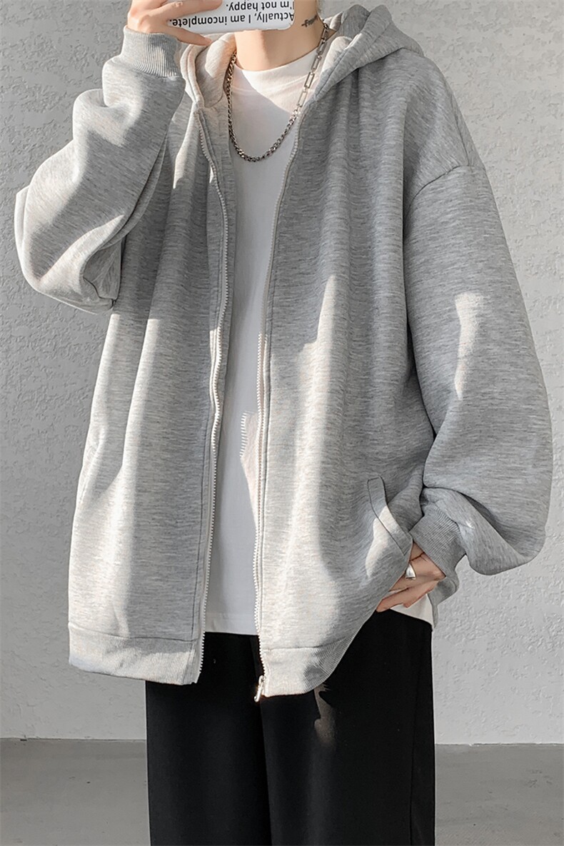 5XL-M潮流大码卫衣男休闲宽松情侣开衫连帽纯色卫衣外套WY07P38,男装卫衣,电商D206-1