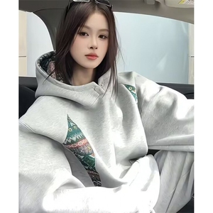 复古连帽卫衣男潮牌ins设计感小众春秋季宽松百搭上衣 WY433图片