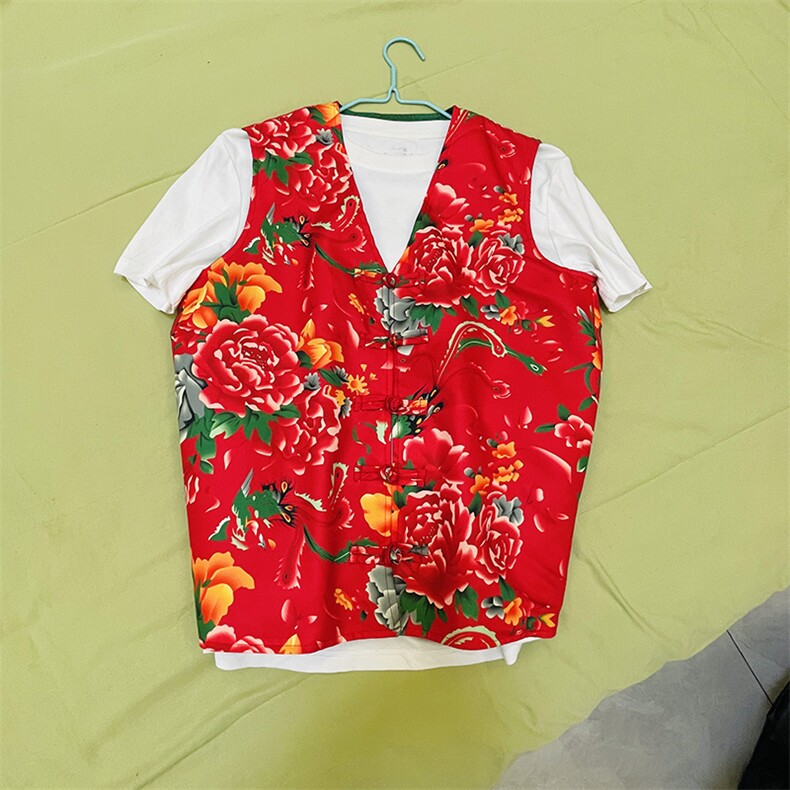 RM1情侣大花马甲双层团队服喜庆婚礼服M-5XL大码,男装背心/马甲,星座115A-1