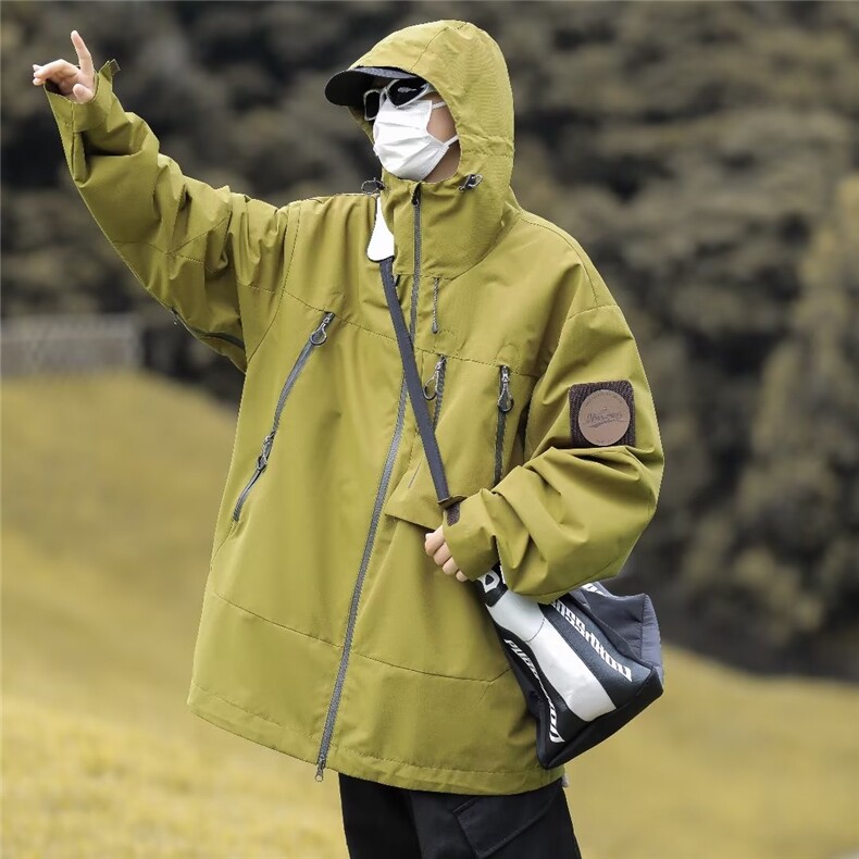 美式机能户外连帽冲锋衣外套男春秋新款山系防水防风HT08-P70,女装短外套,星座1109-3