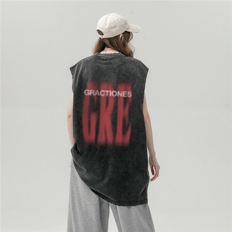 中性风23夏季时尚百搭宽松背心圆领100棉短袖T恤DT254P45控68,男装背心/马甲,A247A