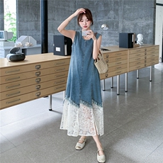 现货牛仔蕾丝拼接连衣裙8836P165K248，女装连衣裙，2C201