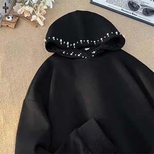 2025港风秋冬珍珠设计连帽卫衣休闲百搭VE55203-P52加绒60图片