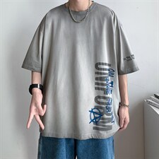 新款短袖港风模特潮牌纯手感落肩宽松胖子T恤TC3120-P33控48，男装T恤，星座717