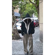 现货高品质美式高街冬季重磅硬挺短款座山雕毛领棉衣男女加厚外套，男装棉衣，电商A486