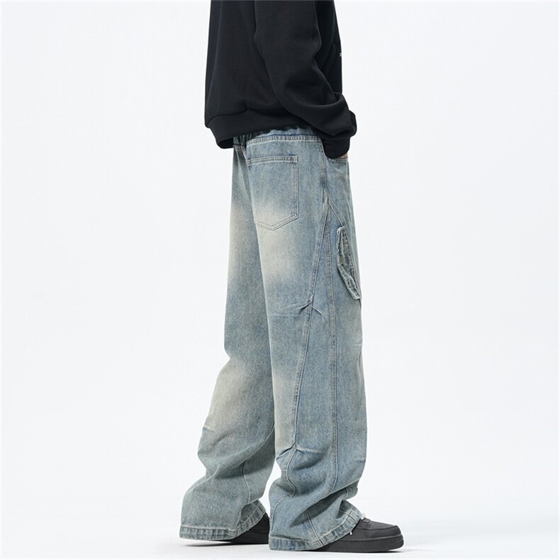 主推【S-4XL】现货！牛仔裤男水洗直筒工装裤A080-8208-P65控88,男装牛仔裤,电商A080