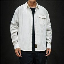 CS02秋季大码宽松休闲男衬衫日系流行潮牌百搭长袖外套男，男装衬衫，电商B369（原A024）