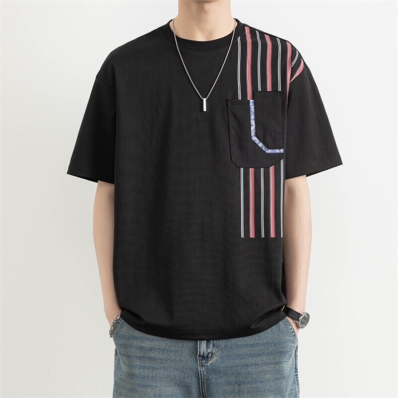 25173-特P40夏季休闲时尚T恤男短袖打底衫个性拼接撞色短袖t恤男,男装T恤,电商D310B-1