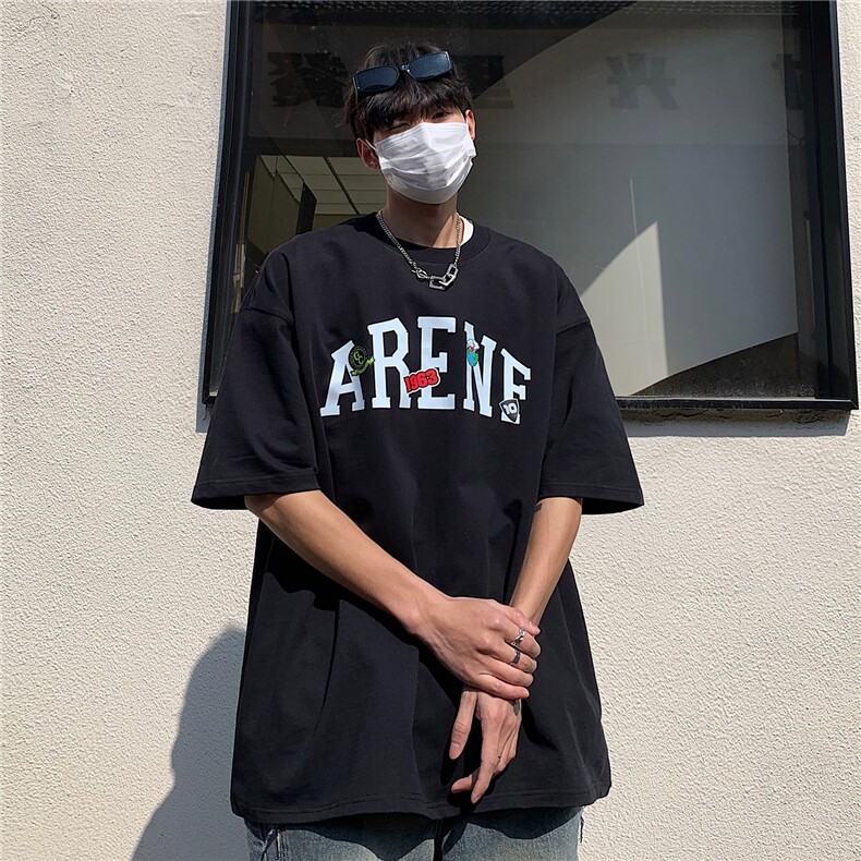 夏季潮美式简约字母印花短袖T恤重磅宽松T恤男D256P28,男装T恤,电商A335-1（原A458）