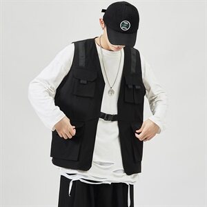 新款秋季工装马甲背心男休闲外套潮牌宽松马夹MJ03/图片