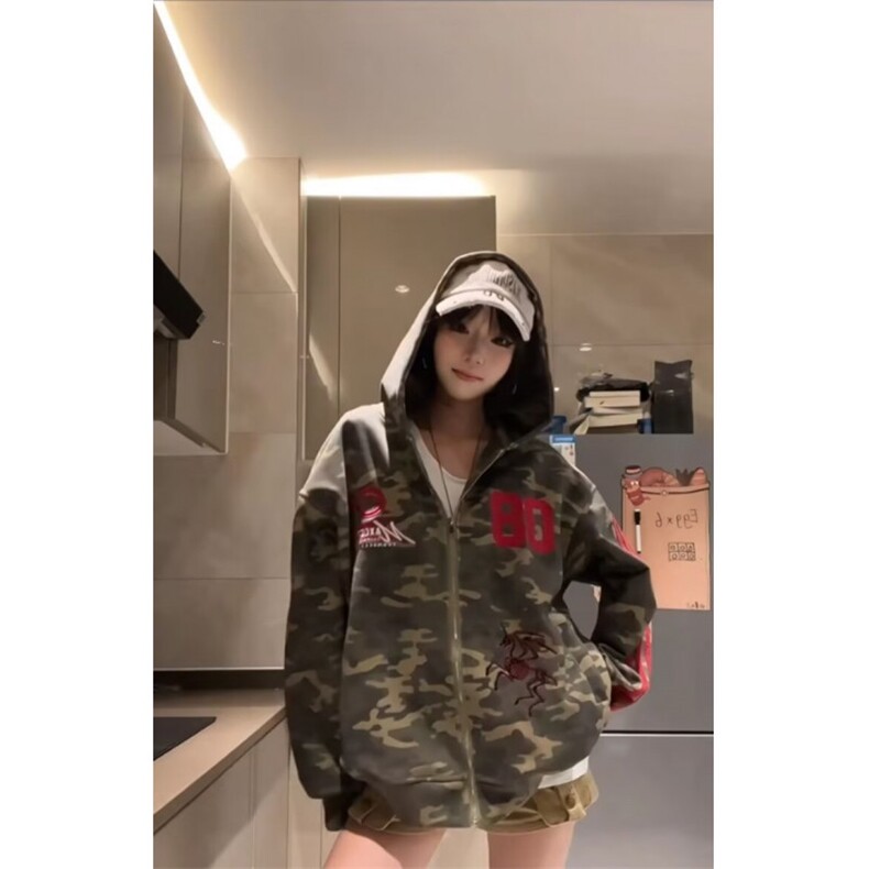 简约潮流迷彩刺绣卫衣慵懒文艺气质时尚日系原宿百搭ins流行新款,男装卫衣,星座506A