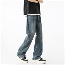 微喇牛仔裤男款夏季半松紧潮流美式vibe复古XZ201-7110P42，男装牛仔裤，星座201