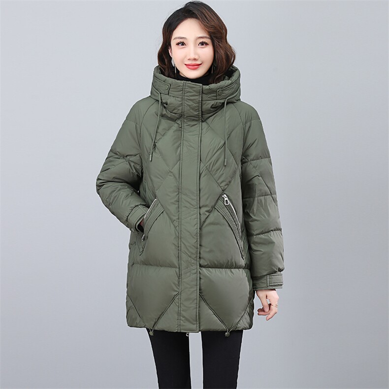 全年现货~2023年冬季新款羽绒服中长款连帽白鸭绒外套,女装羽绒服,忆绮罗
