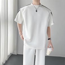 痞帅休闲套装夏季短袖T恤ins潮牌运动情侣两件套TZ43/P125控179，男装T恤，电商A243