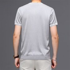 M9160562021夏季新款桑蚕丝T恤衫男纯色透气短袖，男装T恤，电商B360