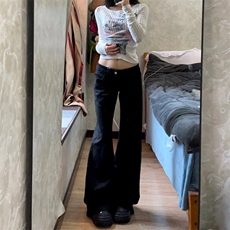 黑色微喇叭牛仔裤女年新款低腰显瘦小个子拖地马蹄裤子N556，男装牛仔裤，星座1116A（原606A-3）