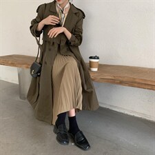 现货长款韩系气质款风衣，女装风衣，汐美
