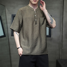 新中式提花风潮T恤短袖民族服饰刺绣时尚天丝材质T2417-P65，男装T恤，电商A227