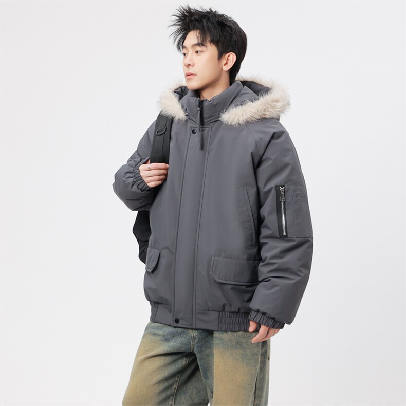 自家图有视频复古加绒毛领外套棉衣新款连帽派克棉服M2572p95,男装棉衣,电商D315