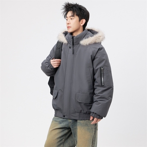 自家图有视频 复古加绒毛领外套棉衣新款连帽派克棉服M2572p95图片