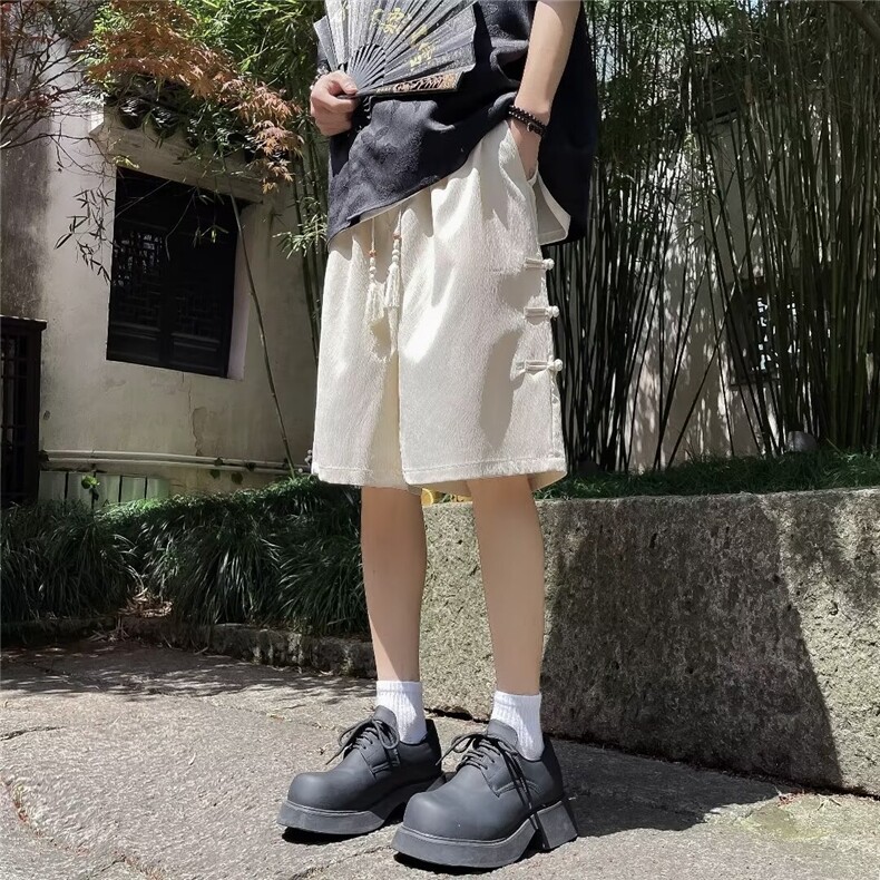 风短裤男士夏季新中式盘扣设计潮牌痞帅休闲五分中裤D90488-p28图片