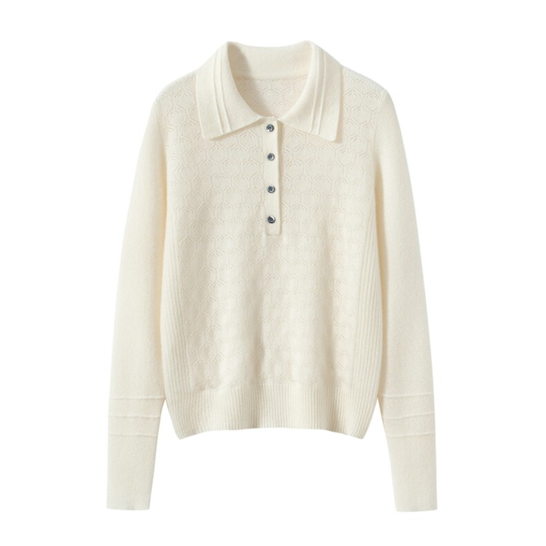 2025年秋季通勤常规镂空翻领休闲/淑女，女装羊绒衫，朝思纯山羊绒