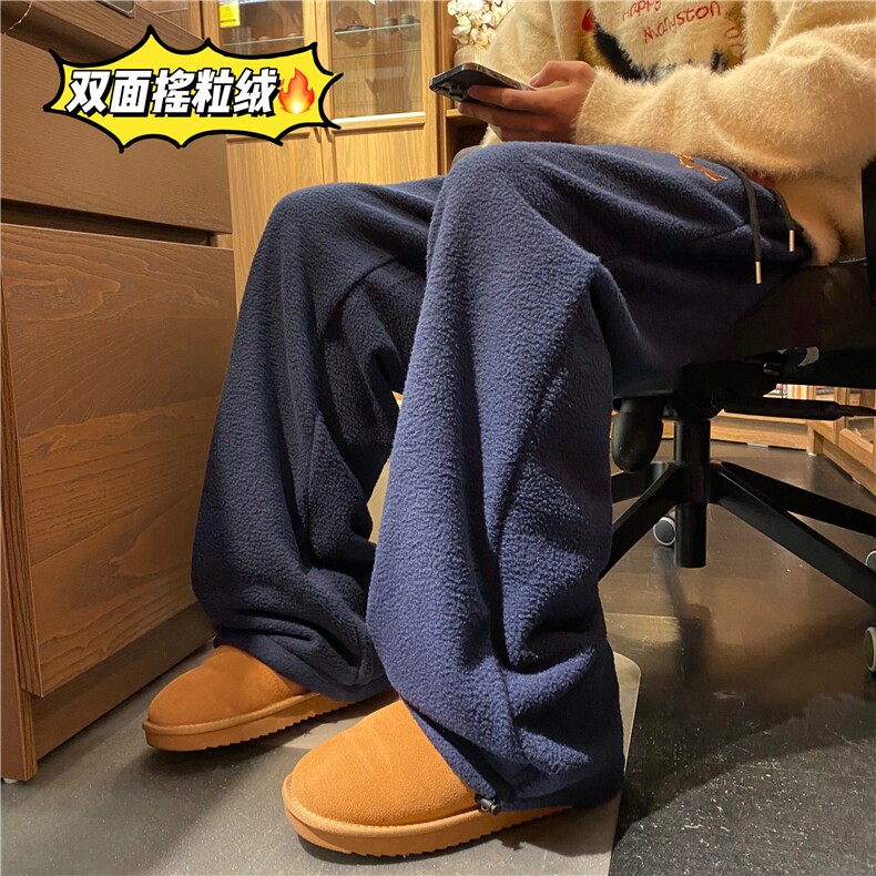 冬季新款保暖双面摇粒绒小狗宽松休闲卫裤B315-K884-P65控88,男装休闲裤,电商B315