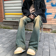 青春流行牛仔裤新款宽松直筒慵懒潮长裤男气质潮流，男装牛仔裤，星座716-2