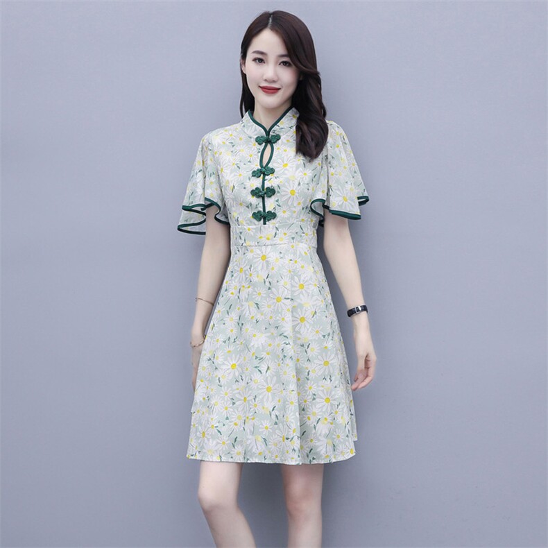 简约时尚潮流连衣裙中腰2021年夏季短袖优雅气质,女装连衣裙,施恩睿棋