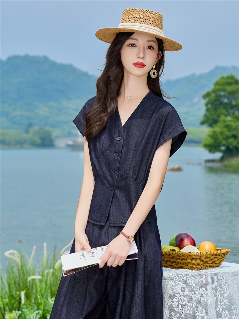 2026年夏季新品时尚气质休闲牛仔套装女,女装套装/套裙,依路服饰