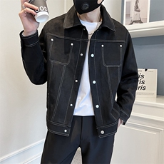 2025新款春季麂皮绒外套男韩版潮流翻领夹克A313-1-21136-P95，男装夹克，电商A313-1