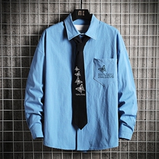 LC42108-P45痞帅领带长袖衬衫男士大码dk制服男jk衬衣男网格挂拍，男装衬衫，电商A040A