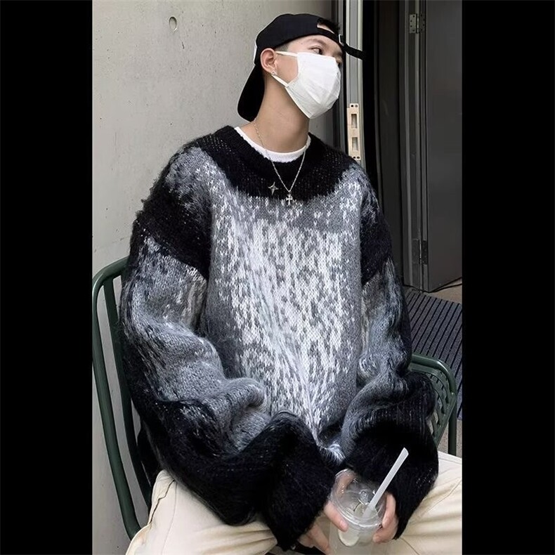 撞色毛衣男秋韩系风格穿搭cleanfit圆领休闲情侣针织衫MY247P52,男装针织衫/毛衣,星座1013-5