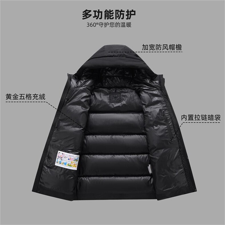 冬装新标短款连帽白鸭绒羽绒服百搭简约男女防寒外套DB259-P180,男装羽绒服,星座1210A